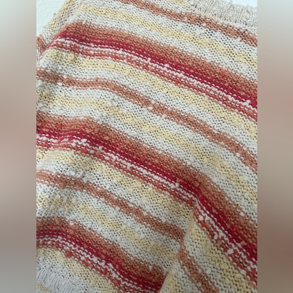 NWOT PINK LILY WOMENS ORANGE AND RED MULTICOLOR STRIPED POPCORN SWEATER - Picture 5 of 9